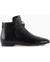 Giorgio Armani - Textured Patent-Leather Ankle Boots - Lyst