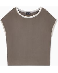 Giorgio Armani - Blouse Regular Fit Heavy Washed Silk Ribbed Crew Neck - Lyst