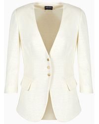 Giorgio Armani - Single-breasted Jacket In Linen And Viscose Double Jersey - Lyst