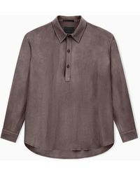 Giorgio Armani - Faded Viscose Twill Polo Collar Shirt - Lyst