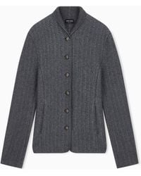 Giorgio Armani - Blazer Jackets Slim Herringbone Cashmere Knit Stand Collar - Lyst