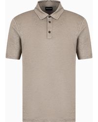 Giorgio Armani - Polo De Manga Corta En Punto De Lino Puro - Lyst