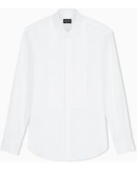 Giorgio Armani - Cotton Tuxedo Shirt With Pleated Detail - Lyst