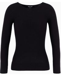 Giorgio Armani - Links-Stitch Viscose Long-Sleeved Jumper - Lyst
