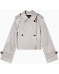 Giorgio Armani - Cropped Nappa Leather Trench Coat - Lyst