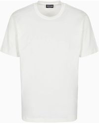 Giorgio Armani - Pure Cotton Interlock T-shirt With Embroidered Logo - Lyst