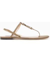 Giorgio Armani - Leather Flat Thong Sandals - Lyst