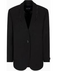 Giorgio Armani - Silk Single-Breasted Jacket With Rhinestone Embroidery - Lyst
