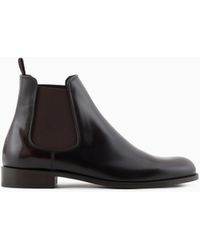 Giorgio Armani - Antique-Effect Leather Ankle Boots - Lyst