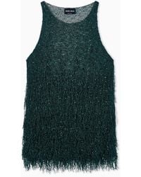Giorgio Armani - Lurex Jersey Top With Fringes - Lyst