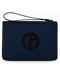 Giorgio Armani - Neoprene Clutch Bag With Oversized Logo - Lyst