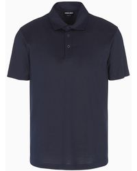 Giorgio Armani - Silk And Cotton-mélange Jersey Polo Shirt - Lyst