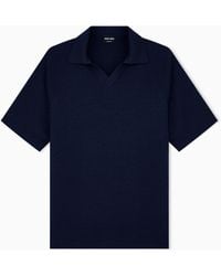 Giorgio Armani - Knit Polo Regular Fit Virgin Wool With Micro Rhombus Relief - Lyst
