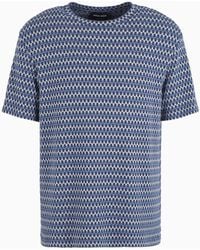 Giorgio Armani - Camiseta De Cuello Redondo De Punto De Viscosa Elástica Con Elaboración En Tejido Jacquard - Lyst