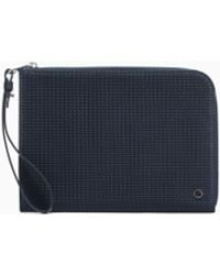 Giorgio Armani - Leather Pouch With Wave Print And Wrist Strap - Lyst