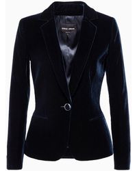 Giorgio Armani - Single-breasted Velvet Jacket With Jewel Button Detail - Lyst