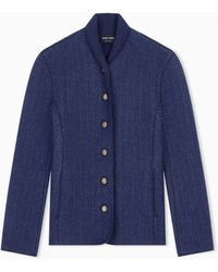 Giorgio Armani - Blazer Jackets Slim Herringbone Cashmere Knit Stand Collar - Lyst