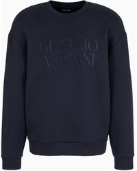 Giorgio Armani - Sweatshirt Mit Rundhalsausschnitt Aus Doppellagigem Jersey Aus Mikromodal - Lyst