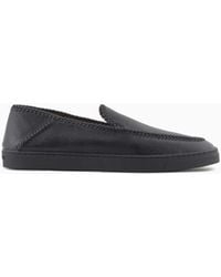 Giorgio Armani - Galleria 3 Deerskin Slip-Ons With Threading - Lyst