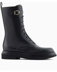 Giorgio Armani - Smooth Leather Combat Boots - Lyst