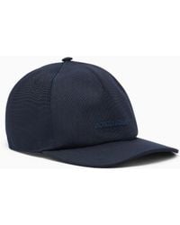 Giorgio Armani - Technical Fabric Baseball Cap With Leather Logo - Lyst