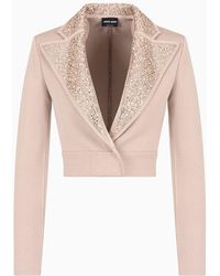 Giorgio Armani - Short Single-breasted Jacket In Wool And Viscose - Lyst