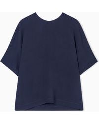 Giorgio Armani - Blusa De Georgette De Seda Con Cuello Redondo Icon - Lyst