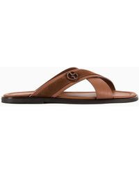 Giorgio Armani - Suede Criss-crossed Sandals With Ga Logo - Lyst