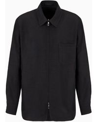 Giorgio Armani - Viscose And Linen Canvas Shirt Jacket With Zip - Lyst