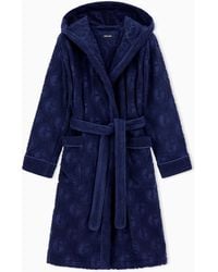 Giorgio Armani - Bademantel Aus Baumwollfrottee Mit Monogramm Essential - Lyst