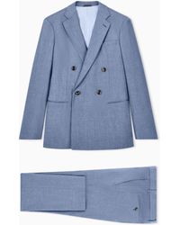 Giorgio Armani - Soho Line Double-Breasted Denim-Effect Cashmere And Stretch Cotton Suit - Lyst