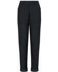 Giorgio Armani - Linen And Cotton Jacquard Jersey Cropped Trousers - Lyst