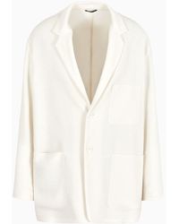 Giorgio Armani - Single-breasted Jacket In A Wool And Viscose Canneté - Lyst