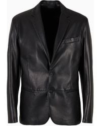 Giorgio Armani - Single-Breasted, Nappa-Leather Jacket - Lyst