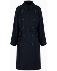 Giorgio Armani - Asv Double-breasted Trench Coat In A Canneté Cupro Blend - Lyst
