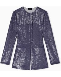 Giorgio Armani - Jersey Single-Breasted Jacket With Sequins - Lyst