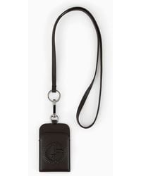 Giorgio Armani - Leather Badge Holder With Embroidered Logo - Lyst