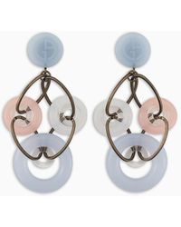 Giorgio Armani - Clip-on Earrings With Resin And Opalescent Pendants - Lyst