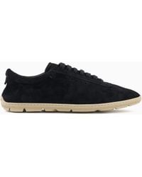 Giorgio Armani - Low-Top Suede Lace-Up Sneakers With Rubber Sole - Lyst