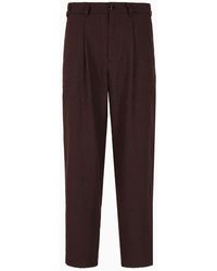 Giorgio Armani - Single-darted, Crinkled Wool Flannel Trousers - Lyst