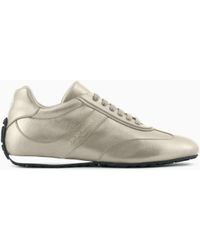 Giorgio Armani - Lamé Leather Sneakers - Lyst