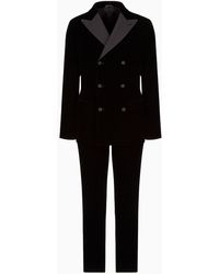 Giorgio Armani - Madison Line Full-canvas Velvet Suit With A Double-breasted Jacket - Lyst