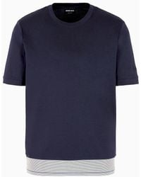 Giorgio Armani - T-shirt Girocollo In Interlock Di Cotone Biologico Asv - Lyst