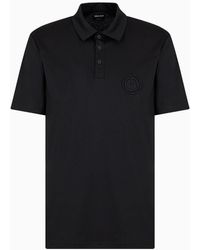 Giorgio Armani - Short-sleeved Polo Shirt In Cotton Interlock - Lyst