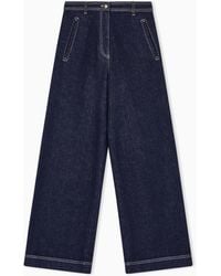 Giorgio Armani - Denim Trousers With A Wide Leg And High Waist - Lyst