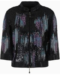 Giorgio Armani - Short Jacket In Embroidered Silk Organza - Lyst