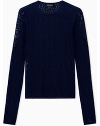 Giorgio Armani - Sweater Slim Crew Neck Stretch Cotton Lace - Lyst
