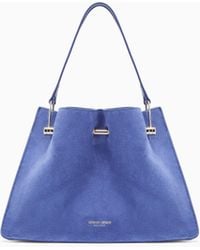 Giorgio Armani - Suede Bag With A Metal Bar And Leather Handles - Lyst