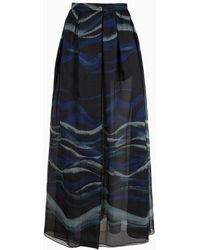 Giorgio Armani - Printed Silk-organza, Long Skirt - Lyst