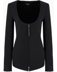 Giorgio Armani - Asv Single-breasted Jacket In Virgin Wool-blend Double Jersey - Lyst